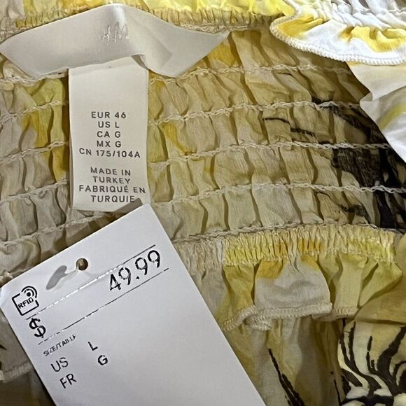 H&M Sunflower Jumpsuit Sz L Playsuit Romper Trouser Wide Leg Yellow Floral - Picture 6 of 11